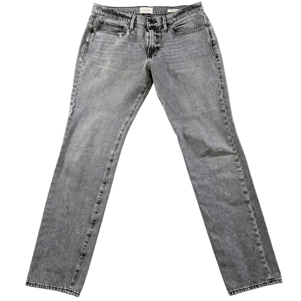 FRAME Jeans Mens 32x32 Gray Slim Tapered Light Wash Denim Stretch L'Homme